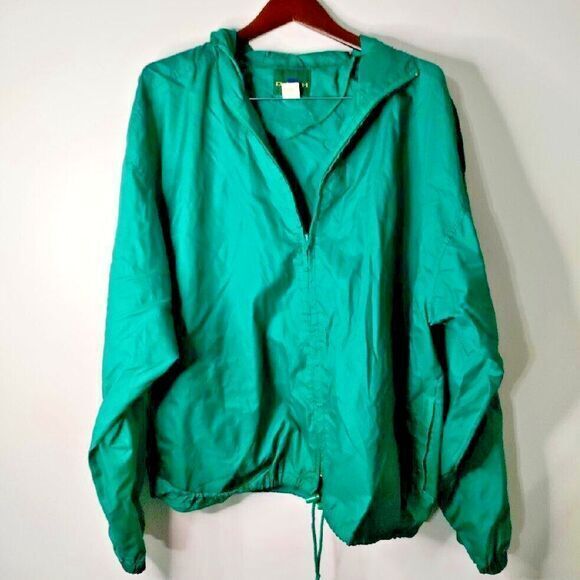 Dash Sport Adult XL Green Full Zip Waterproof Windbreaker Pockets Golf Beach Y2K - Picture 1 of 5